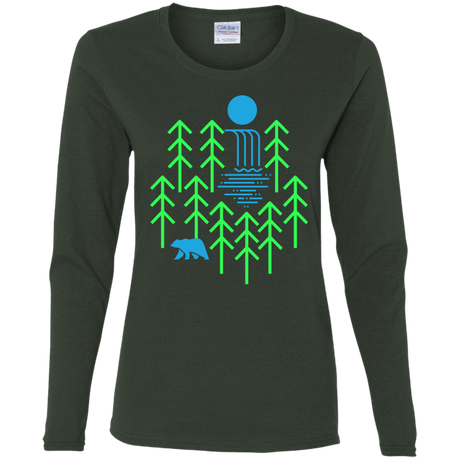 T-Shirts Forest / S Waterfall Lake Women's Long Sleeve T-Shirt