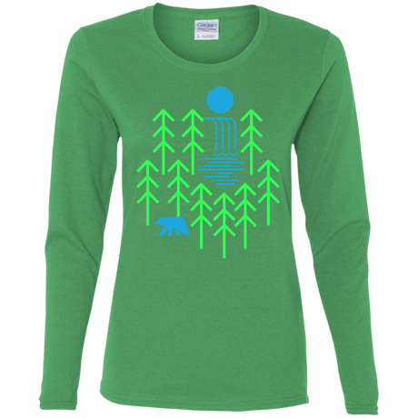 T-Shirts Irish Green / S Waterfall Lake Women's Long Sleeve T-Shirt