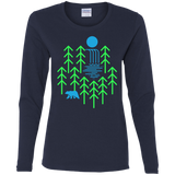 T-Shirts Navy / S Waterfall Lake Women's Long Sleeve T-Shirt
