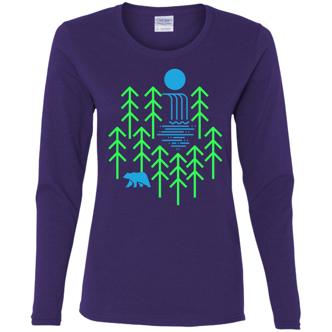 T-Shirts Purple / S Waterfall Lake Women's Long Sleeve T-Shirt