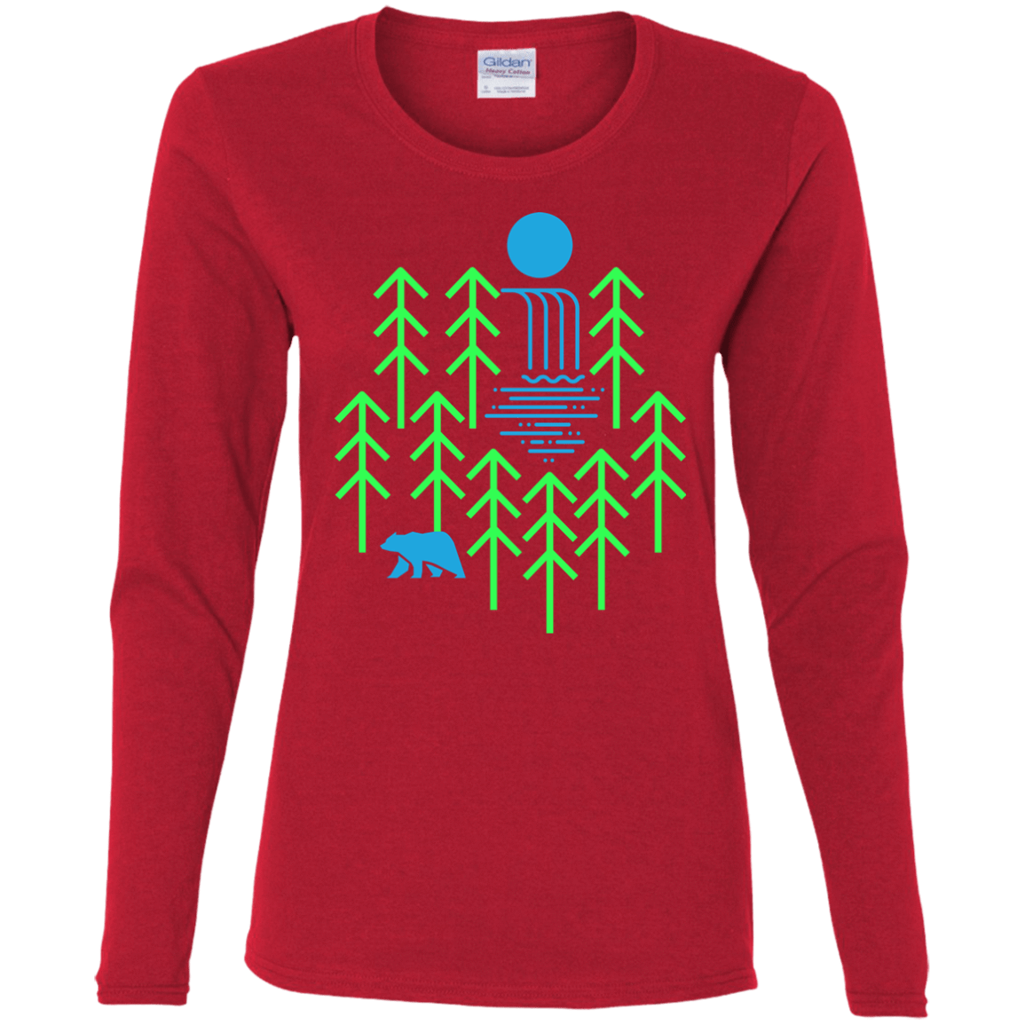 T-Shirts Red / S Waterfall Lake Women's Long Sleeve T-Shirt
