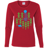 T-Shirts Red / S Waterfall Lake Women's Long Sleeve T-Shirt