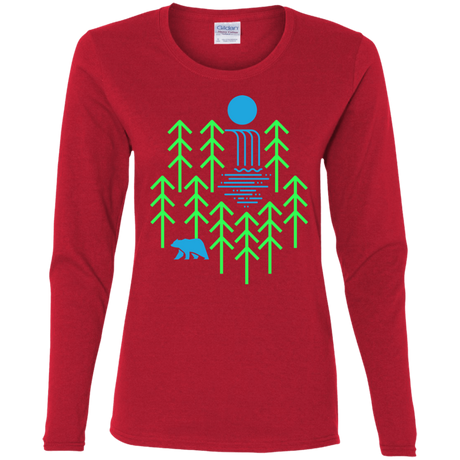 T-Shirts Red / S Waterfall Lake Women's Long Sleeve T-Shirt