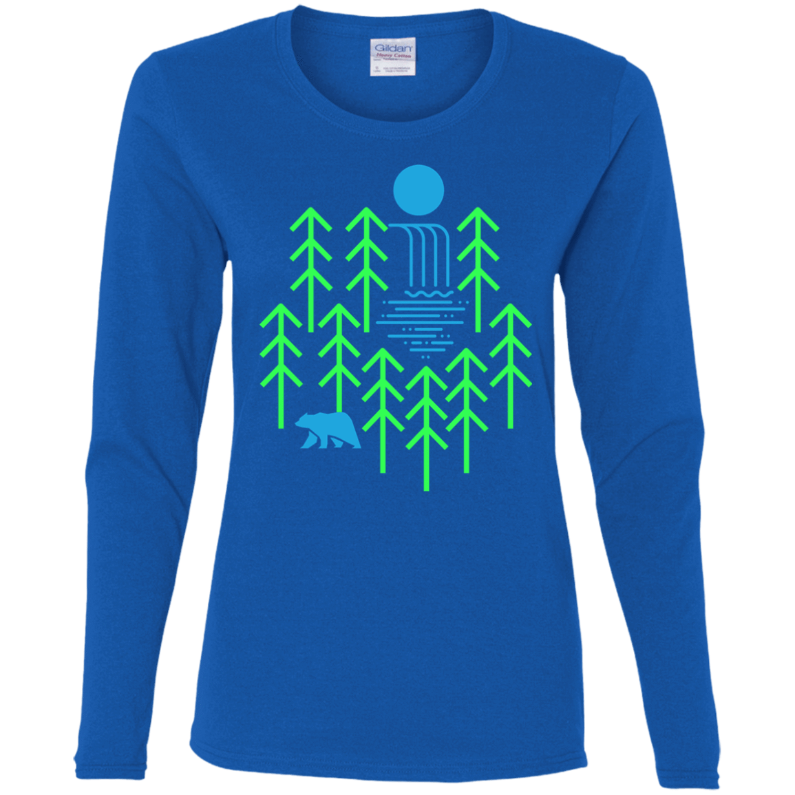 T-Shirts Royal / S Waterfall Lake Women's Long Sleeve T-Shirt