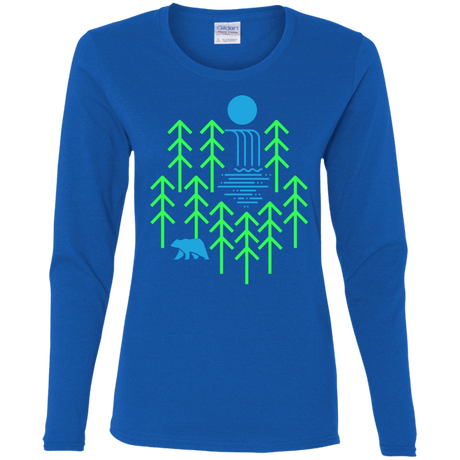 T-Shirts Royal / S Waterfall Lake Women's Long Sleeve T-Shirt
