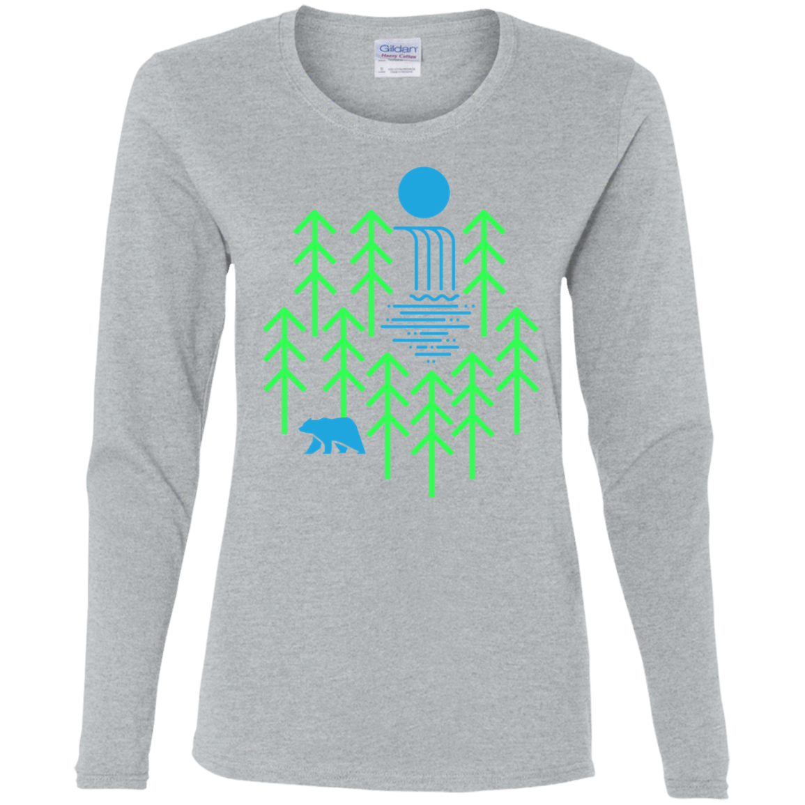 T-Shirts Sport Grey / S Waterfall Lake Women's Long Sleeve T-Shirt