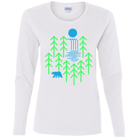 T-Shirts White / S Waterfall Lake Women's Long Sleeve T-Shirt