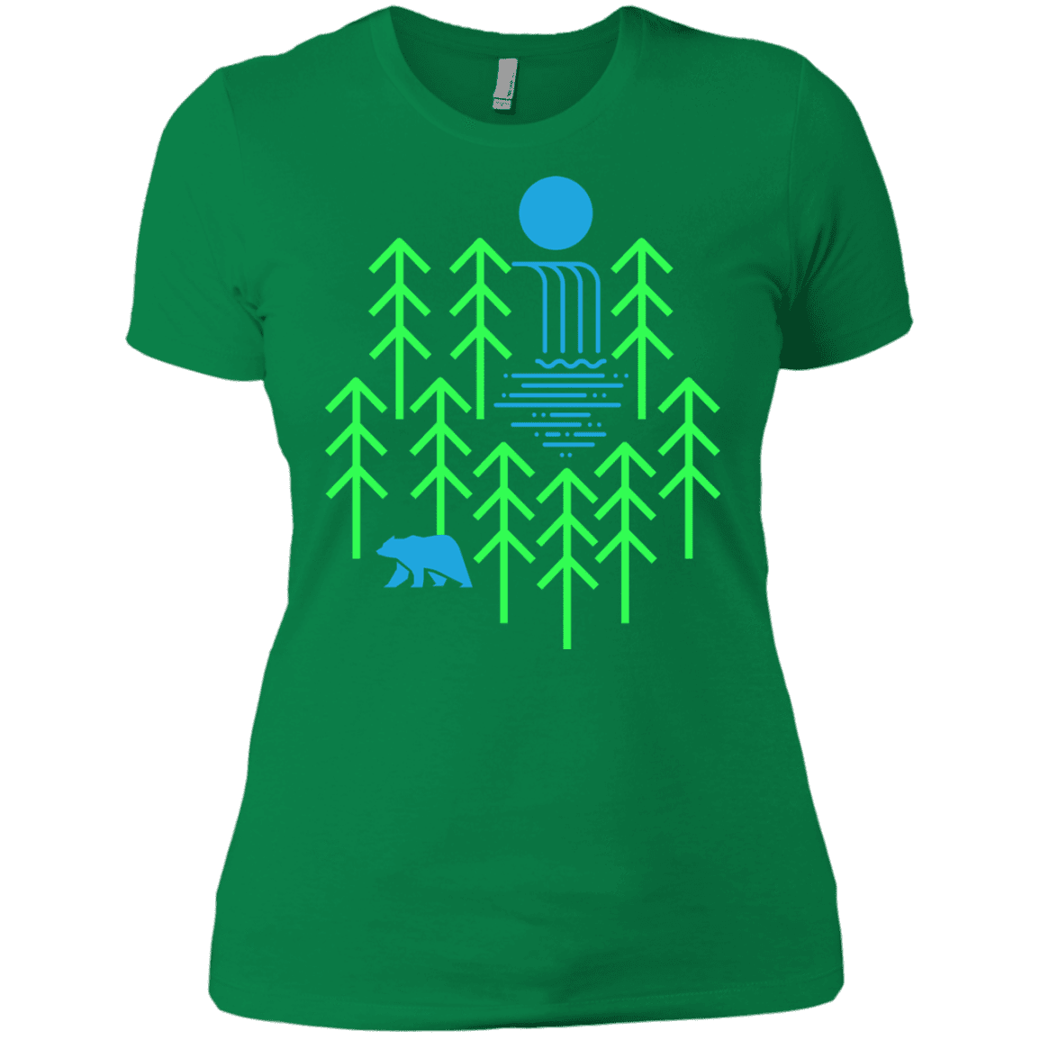 T-Shirts Kelly Green / X-Small Waterfall Lake Women's Premium T-Shirt
