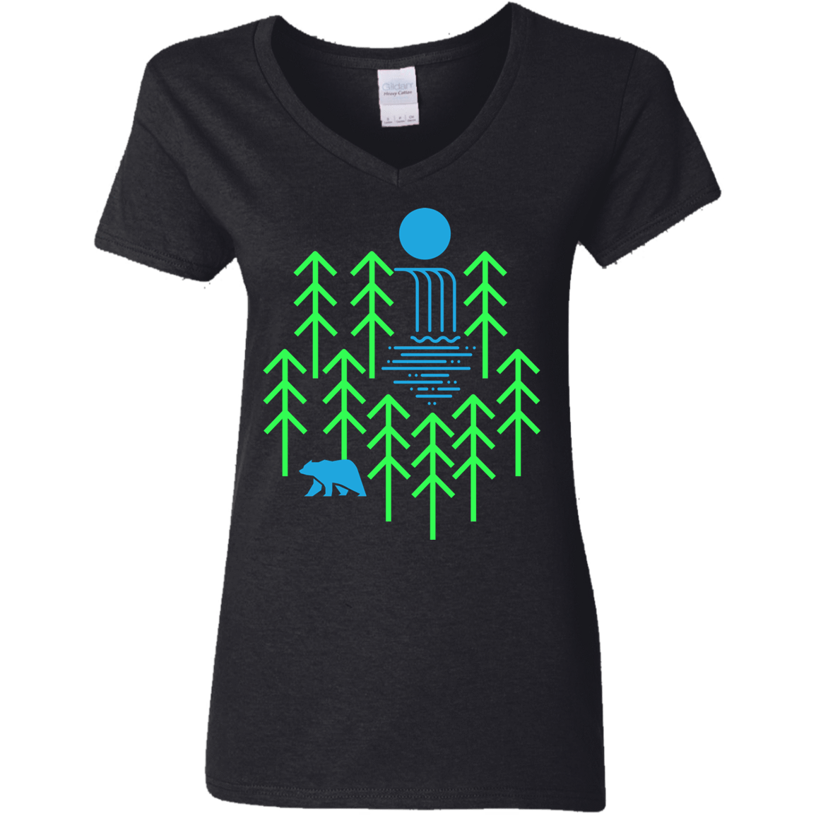 T-Shirts Black / S Waterfall Lake Women's V-Neck T-Shirt