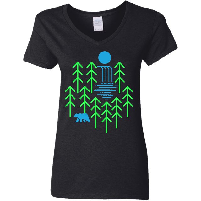 T-Shirts Black / S Waterfall Lake Women's V-Neck T-Shirt