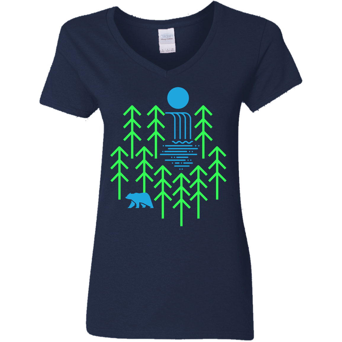 T-Shirts Navy / S Waterfall Lake Women's V-Neck T-Shirt