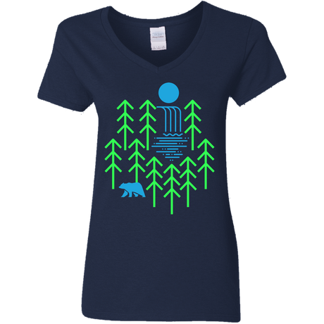 T-Shirts Navy / S Waterfall Lake Women's V-Neck T-Shirt