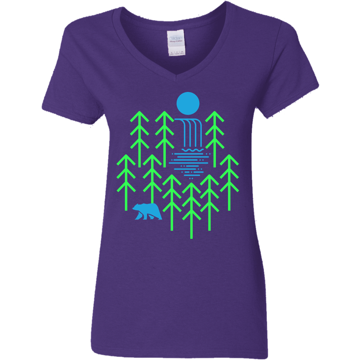 T-Shirts Purple / S Waterfall Lake Women's V-Neck T-Shirt