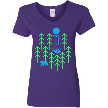 T-Shirts Purple / S Waterfall Lake Women's V-Neck T-Shirt