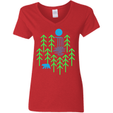 T-Shirts Red / S Waterfall Lake Women's V-Neck T-Shirt