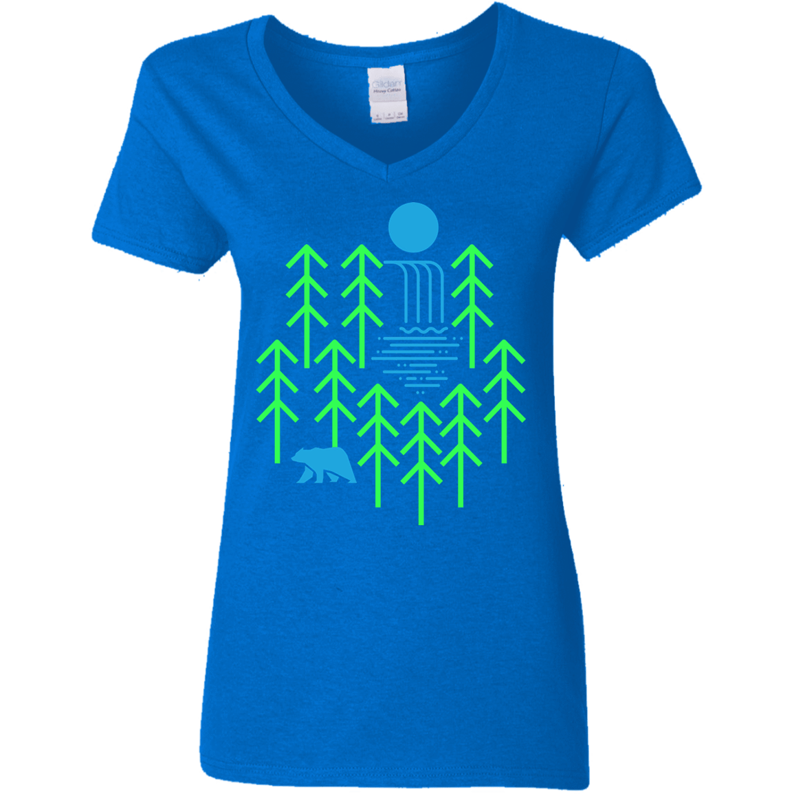 T-Shirts Royal / S Waterfall Lake Women's V-Neck T-Shirt