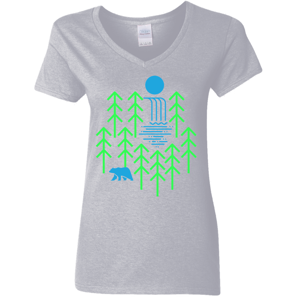 T-Shirts Sport Grey / S Waterfall Lake Women's V-Neck T-Shirt