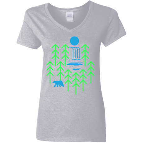 T-Shirts Sport Grey / S Waterfall Lake Women's V-Neck T-Shirt