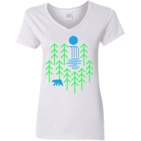 T-Shirts White / S Waterfall Lake Women's V-Neck T-Shirt