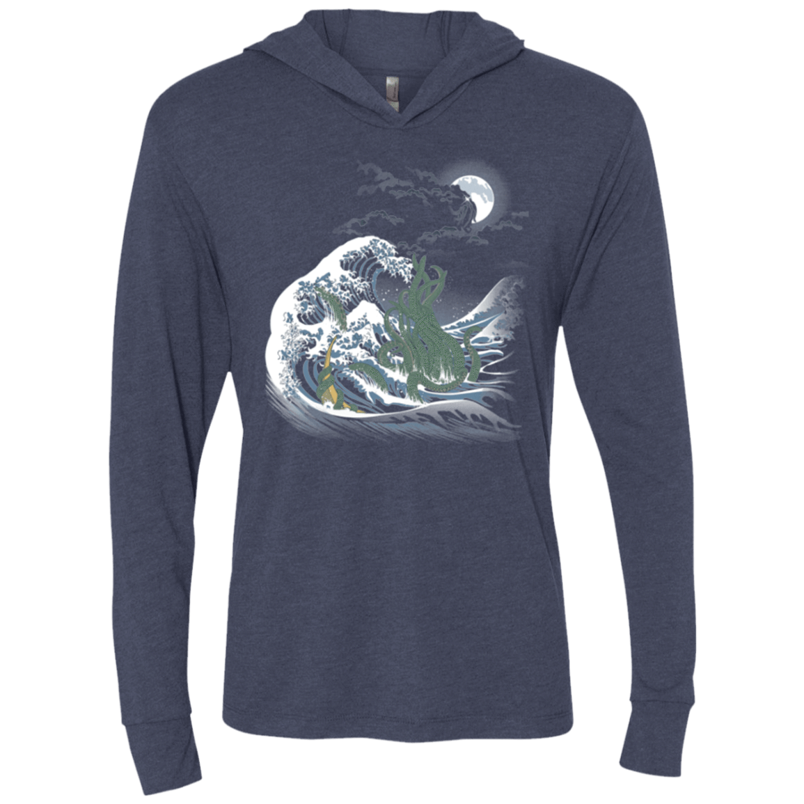 T-Shirts Vintage Navy / X-Small Wave Of R'lyeh Triblend Long Sleeve Hoodie Tee