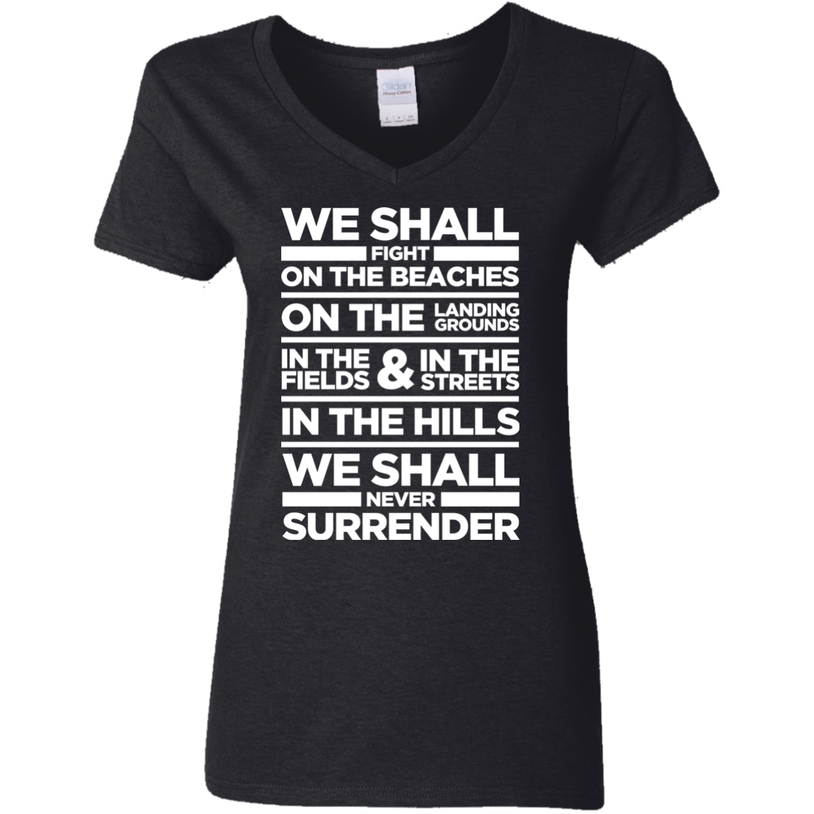 We Shall Fight On the Beaches Women's V-Neck T-Shirt