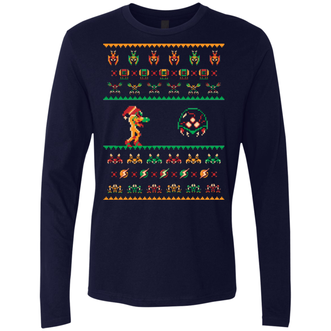 T-Shirts Midnight Navy / Small We Wish You A Metroid Christmas Men's Premium Long Sleeve