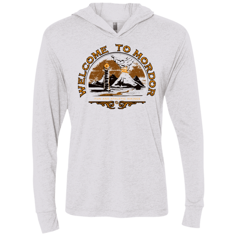 T-Shirts Heather White / X-Small Welcome to Mordor Triblend Long Sleeve Hoodie Tee