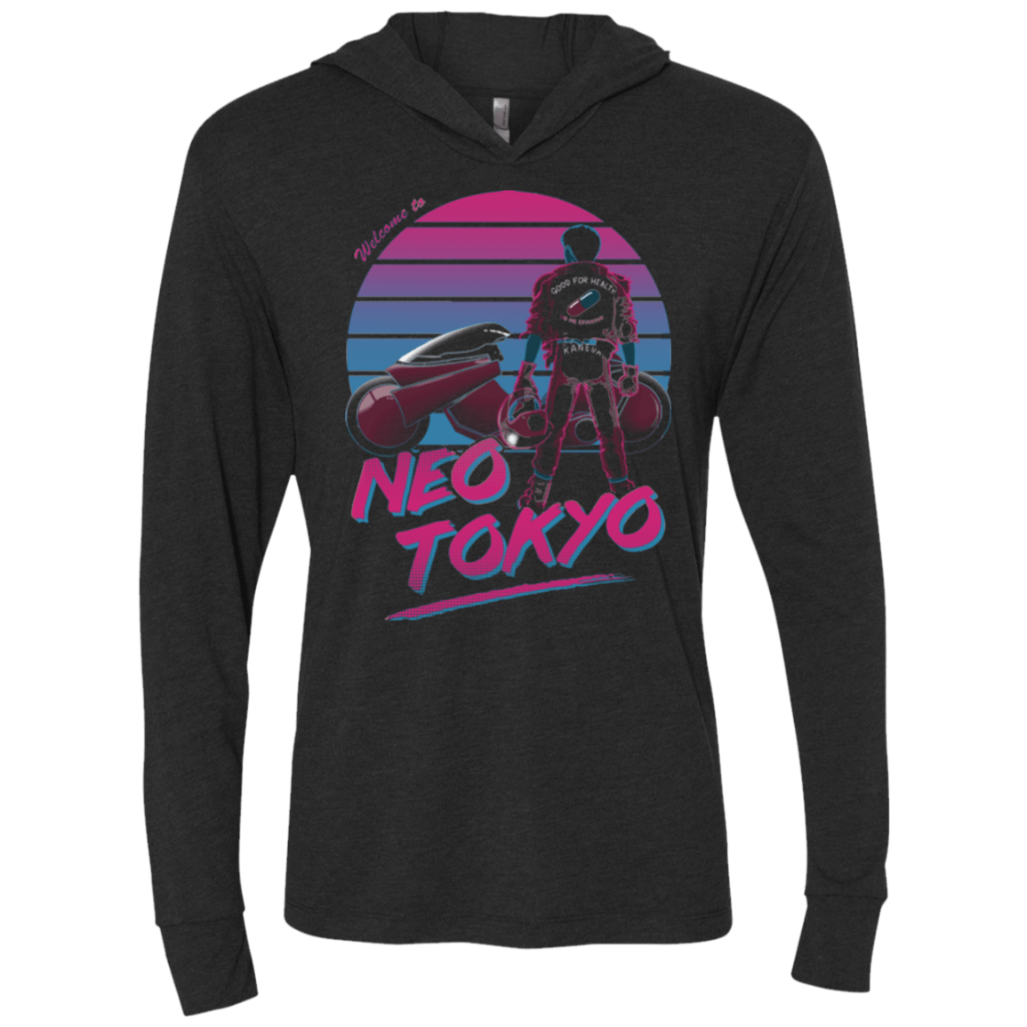 T-Shirts Vintage Black / X-Small Welcome to Neo Tokyo Triblend Long Sleeve Hoodie Tee