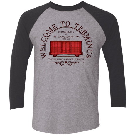T-Shirts Premium Heather/ Vintage Black / X-Small Welcome to Terminus Men's Triblend 3/4 Sleeve
