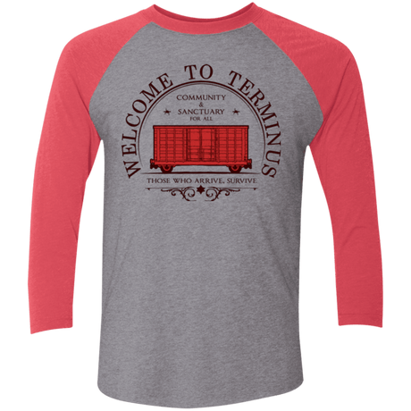 T-Shirts Premium Heather/ Vintage Red / X-Small Welcome to Terminus Men's Triblend 3/4 Sleeve