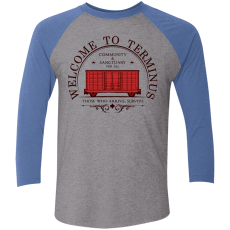 T-Shirts Premium Heather/ Vintage Royal / X-Small Welcome to Terminus Men's Triblend 3/4 Sleeve