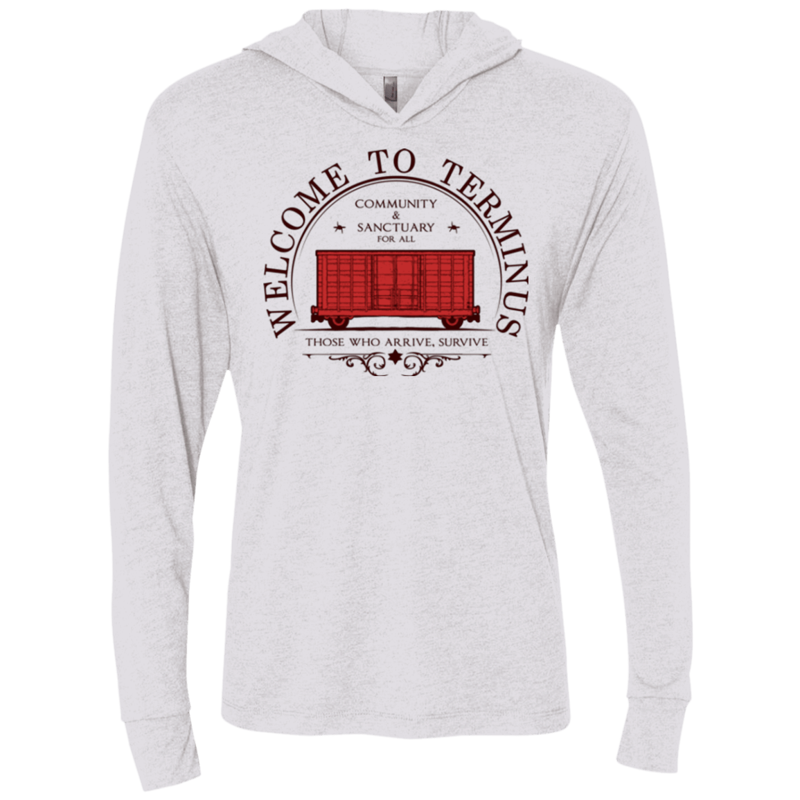 T-Shirts Heather White / X-Small Welcome to Terminus Triblend Long Sleeve Hoodie Tee