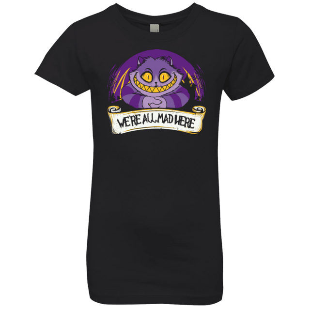 T-Shirts Black / YXS Were All Mad Here Girls Premium T-Shirt