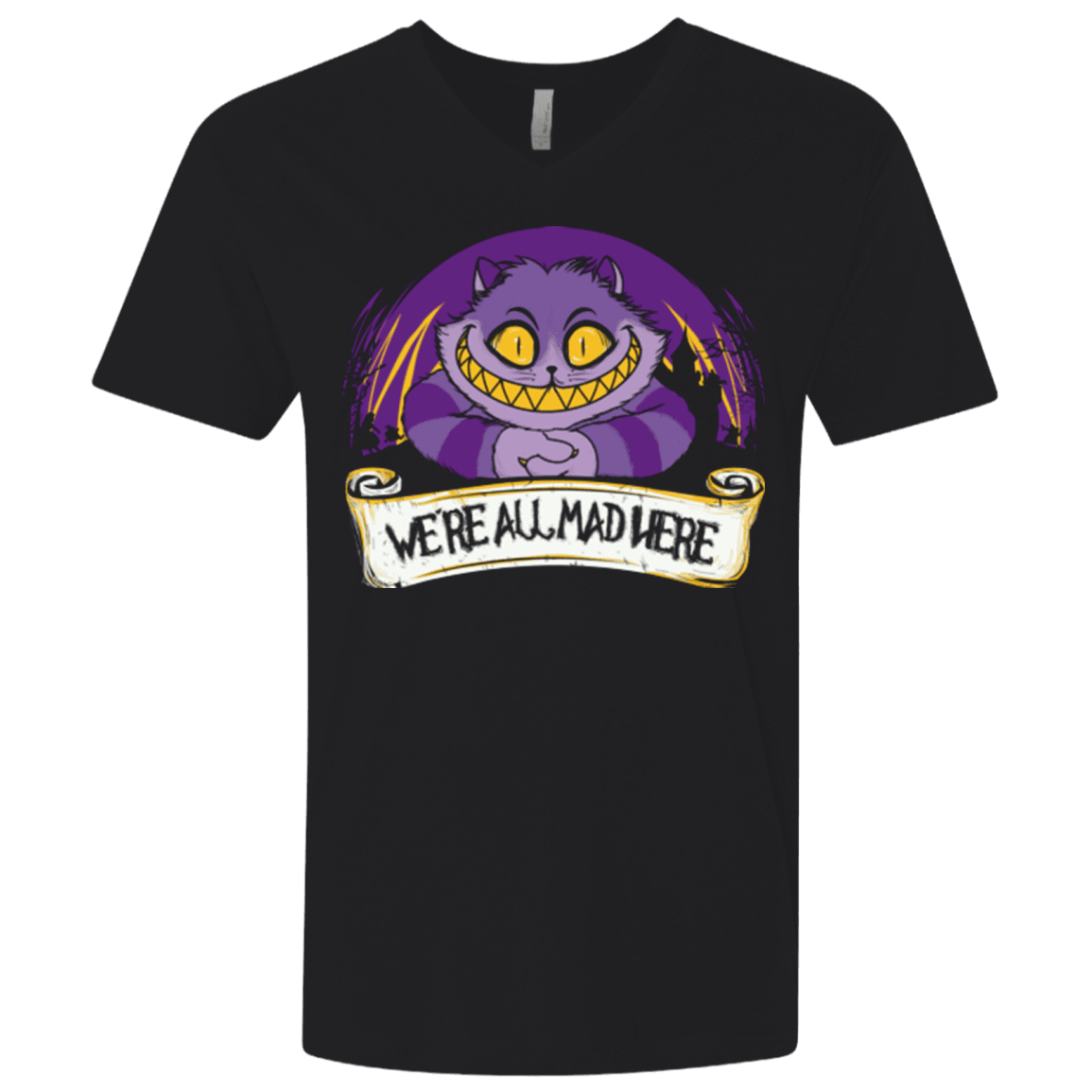 T-Shirts Black / X-Small Were All Mad Here Men's Premium V-Neck