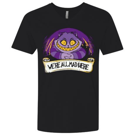 T-Shirts Black / X-Small Were All Mad Here Men's Premium V-Neck