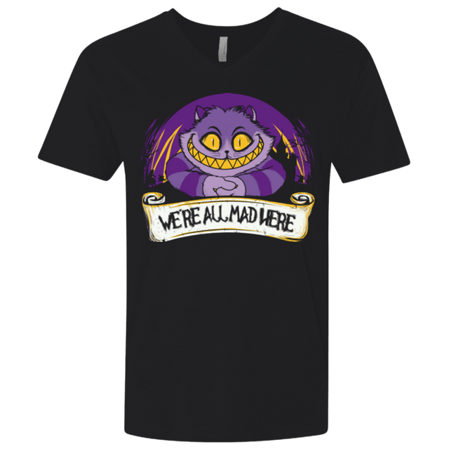 T-Shirts Black / X-Small Were All Mad Here Men's Premium V-Neck