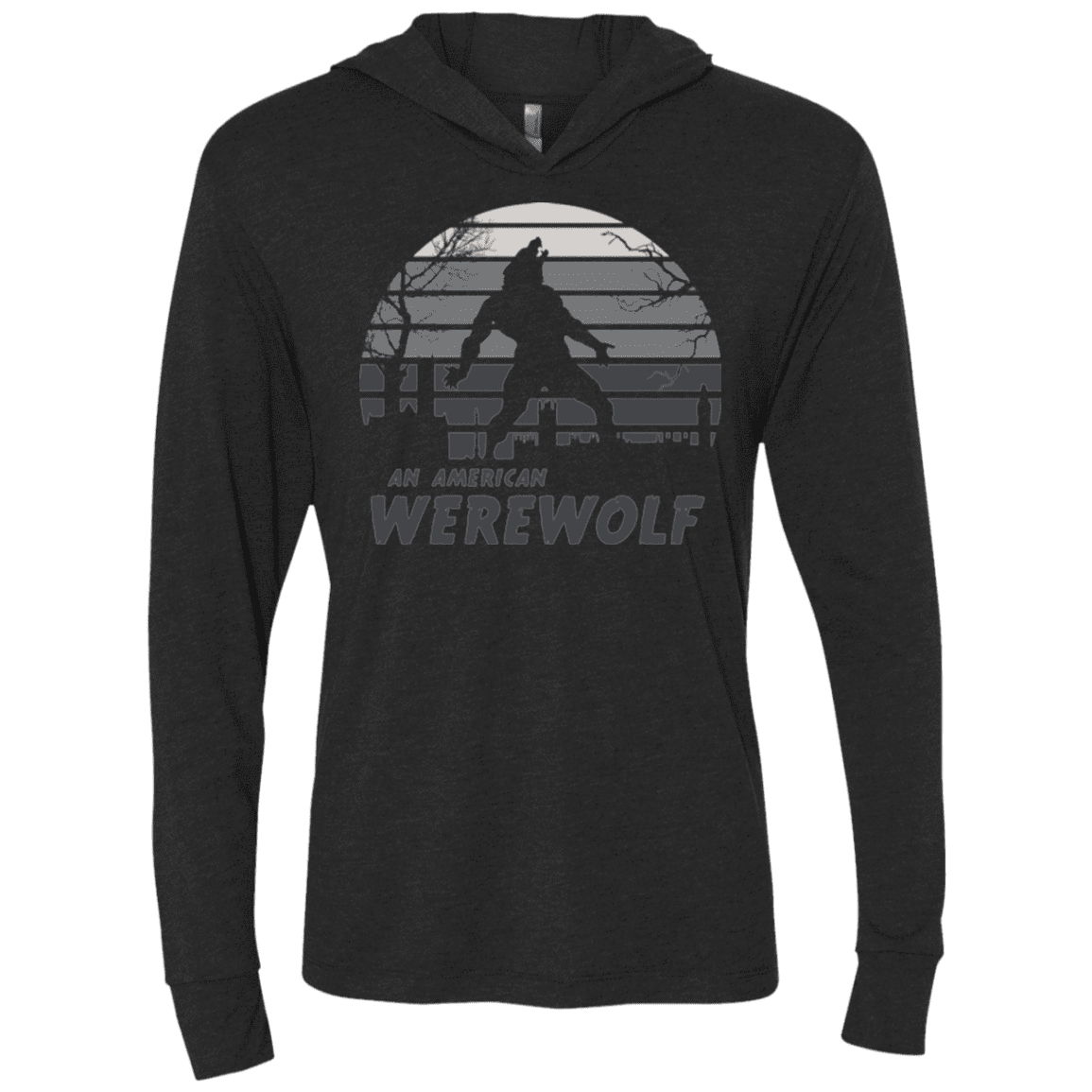 T-Shirts Vintage Black / X-Small Werewolf Sun Set Triblend Long Sleeve Hoodie Tee