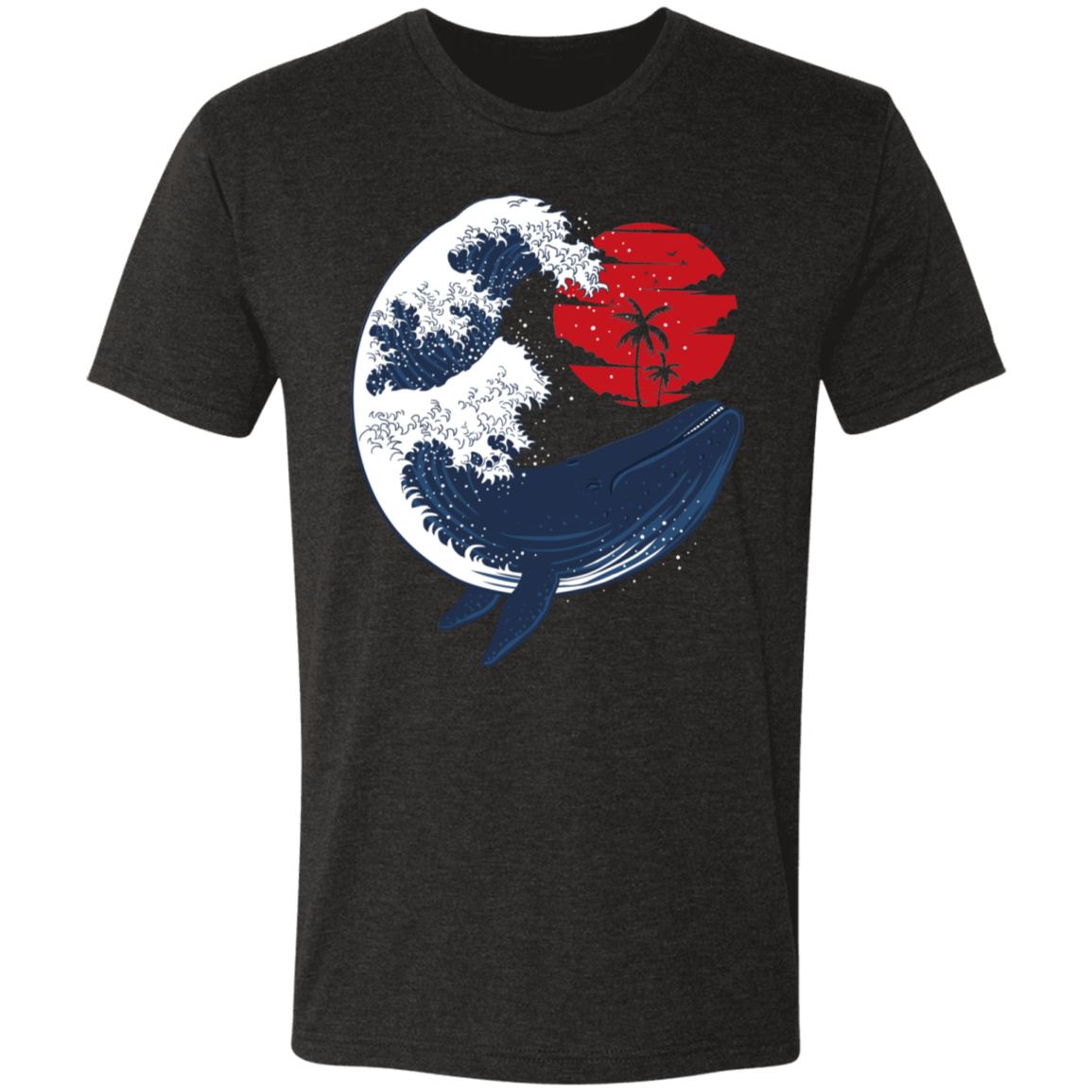 T-Shirts Vintage Black / S Whale Wave Men's Triblend T-Shirt