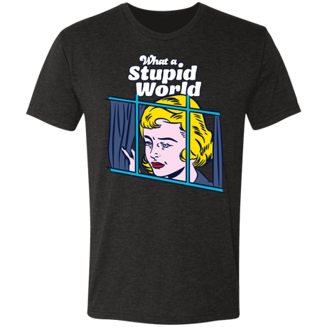 T-Shirts Vintage Black / S What A Stupid World Men's Triblend T-Shirt