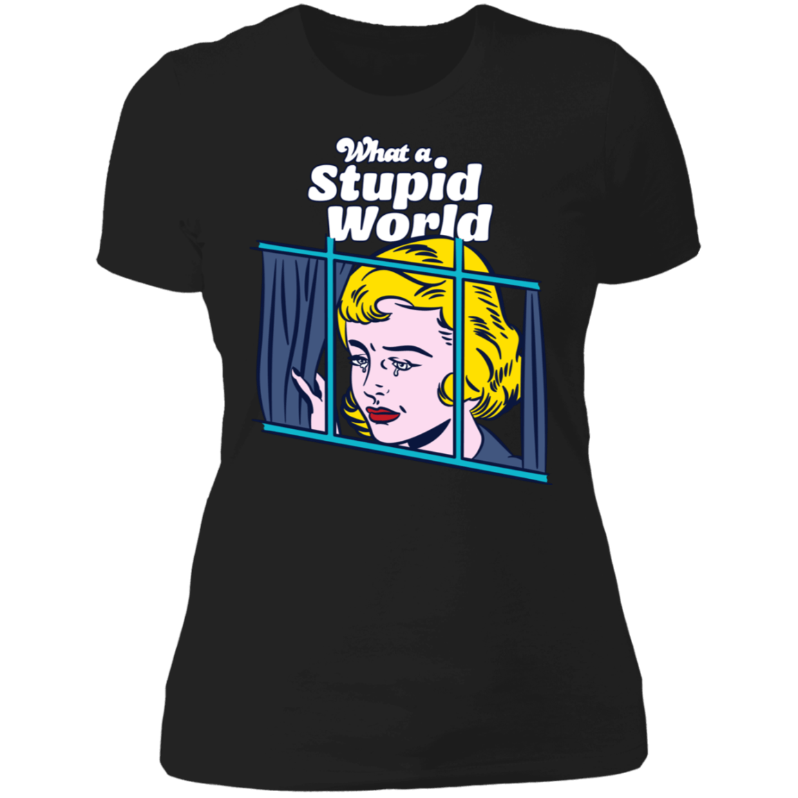 T-Shirts Black / X-Small What A Stupid World Women's Premium T-Shirt