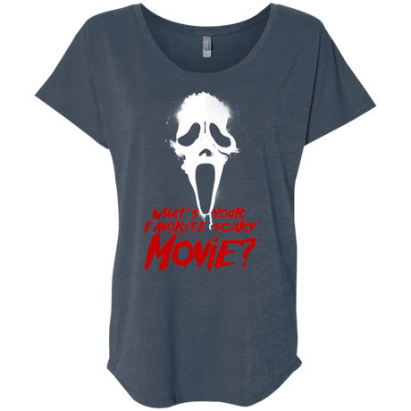 T-Shirts Indigo / X-Small What's Your Favorite Scary Movie Triblend Dolman Sleeve