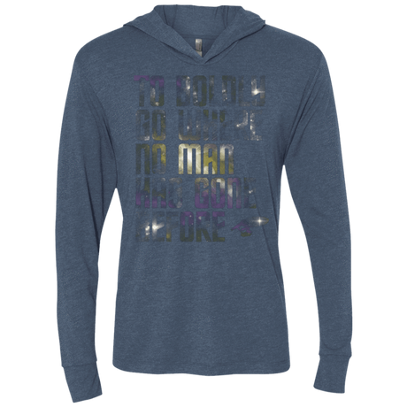 T-Shirts Indigo / X-Small Where no Man has gone Before Triblend Long Sleeve Hoodie Tee