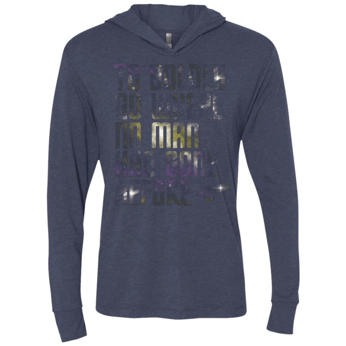 T-Shirts Vintage Navy / X-Small Where no Man has gone Before Triblend Long Sleeve Hoodie Tee