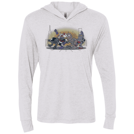 T-Shirts Heather White / X-Small Where The Big Robots are Triblend Long Sleeve Hoodie Tee