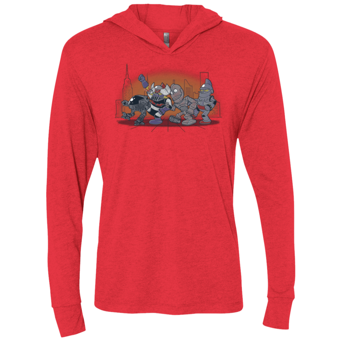 T-Shirts Vintage Red / X-Small Where The Big Robots are Triblend Long Sleeve Hoodie Tee