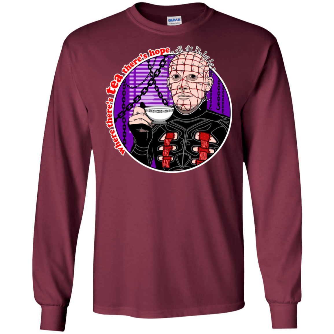 T-Shirts Maroon / S Where There's Tea Men's Long Sleeve T-Shirt