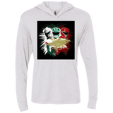 T-Shirts Heather White / X-Small White Green Red Triblend Long Sleeve Hoodie Tee