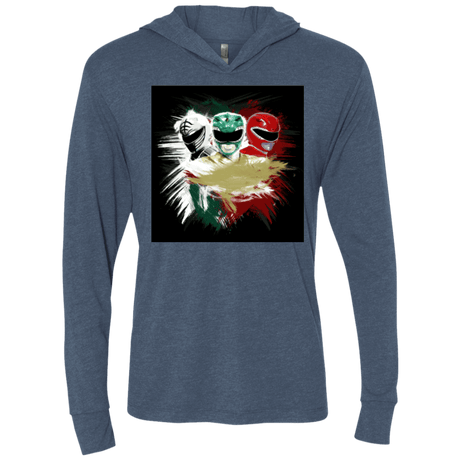 T-Shirts Indigo / X-Small White Green Red Triblend Long Sleeve Hoodie Tee