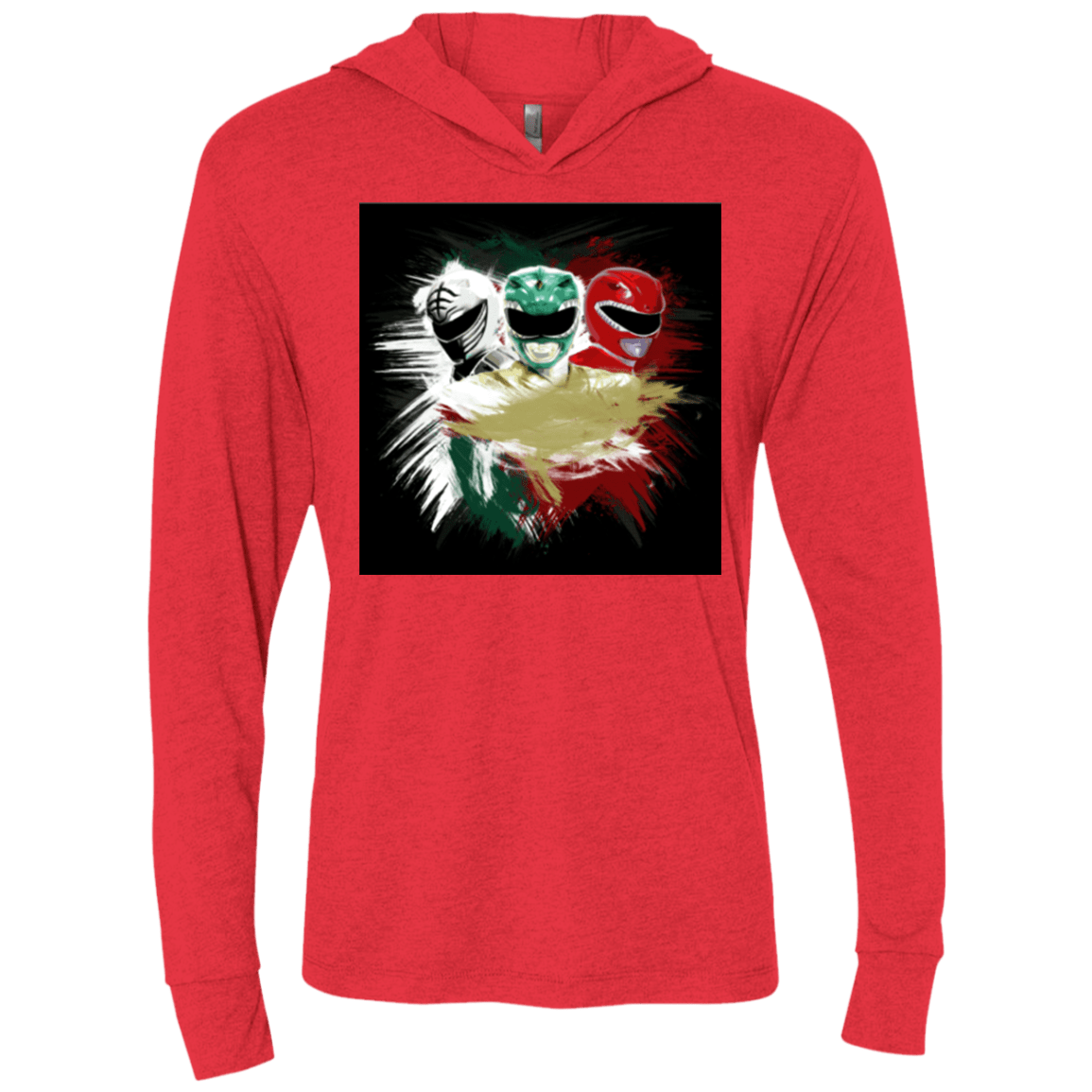 T-Shirts Vintage Red / X-Small White Green Red Triblend Long Sleeve Hoodie Tee