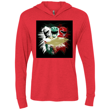 T-Shirts Vintage Red / X-Small White Green Red Triblend Long Sleeve Hoodie Tee